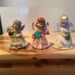 Vintage Lot of 3 “October” Birthday Angels